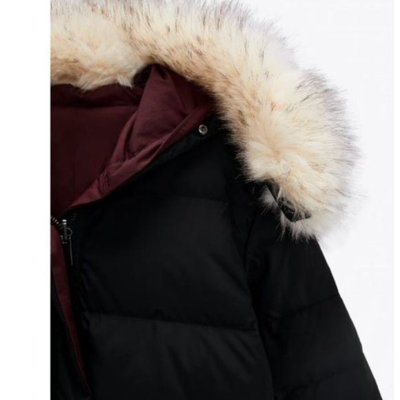 Zara Reversible Duck Down Oversized Relaxed Faux Fur Hood Puffer Jacket S - Picture 5 of 15